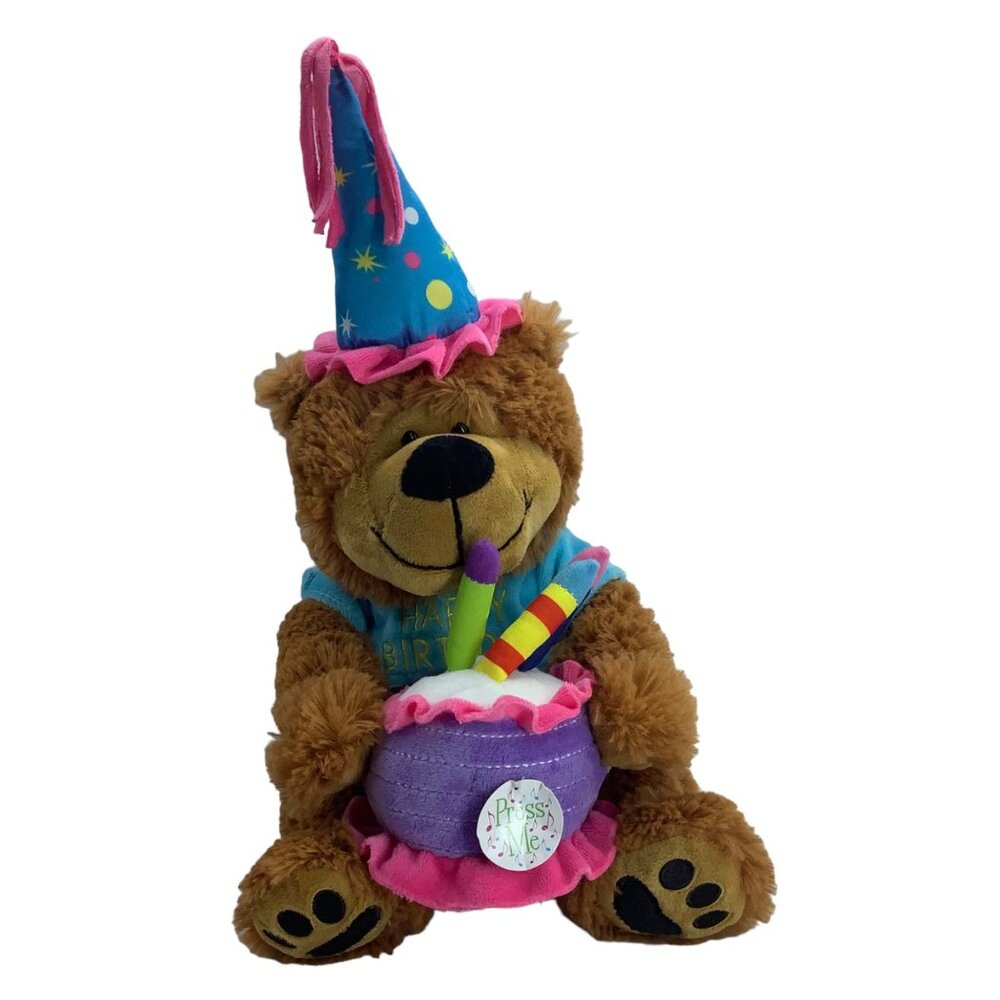 Burton +‎ Burton Happy Birthday Cake Hat Candles Teddy Bear Stuffed Animal Plush